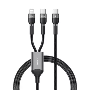 کابل شارژ دو سر تایپ سی به تایپ سی و لایتنینگ رسی مدل RTC-T16